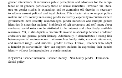 Status of Gender Literacy in Academia: A Critical Analysis of Secondary School Students in Bangladesh